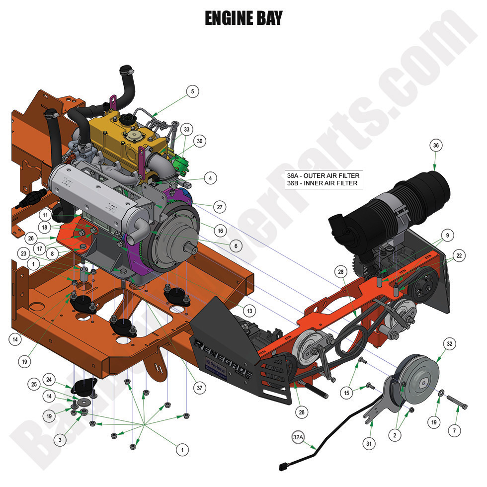 3460 - Bad Boy Mower Parts Lookup > 2024 > Renegade - Diesel > Engine Bay